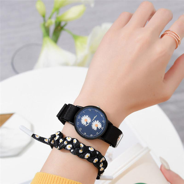 Small Daisy Wrist Watch Women Fashion Nylon Strap Dress Quartz Watch Simple Wild Girlfriends Couple Watch Birthday Gift Women-kopara2trade.myshopify.com-