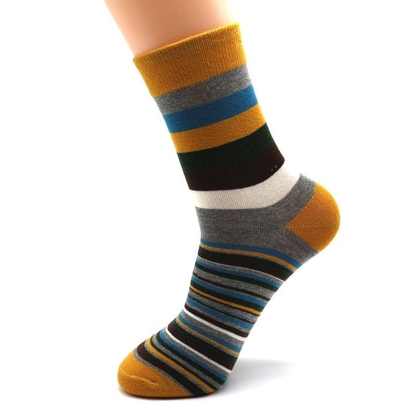 Men's Color  Latest Design Popular Striped  Suit Fashion Designer Coloured Cotton Socks 5 Pairs-kopara2trade.myshopify.com-
