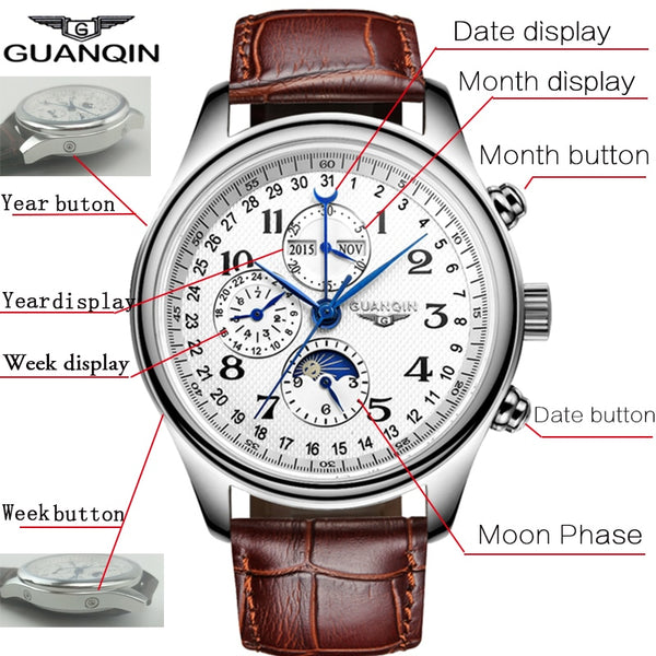 Mens Mechanical Watches Mens Watches Top Brand Luxury Date Week Moon Phase Watch Men Leather-kopara2trade.myshopify.com-