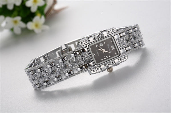 Women Watch Rectangle Dial Silver Stainless Steel Crystal Watches Fashion Quartz For Women ladies major relojes Hot Sale Relojes-kopara2trade.myshopify.com-