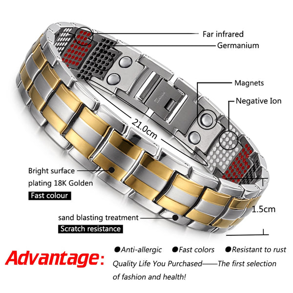 RainSo Male Bracelet Popular Fashion Dropshipping Bracelets & Bangles Charm Germanium Magnetic H Power Titanium Bracelet 2020-kopara2trade.myshopify.com-