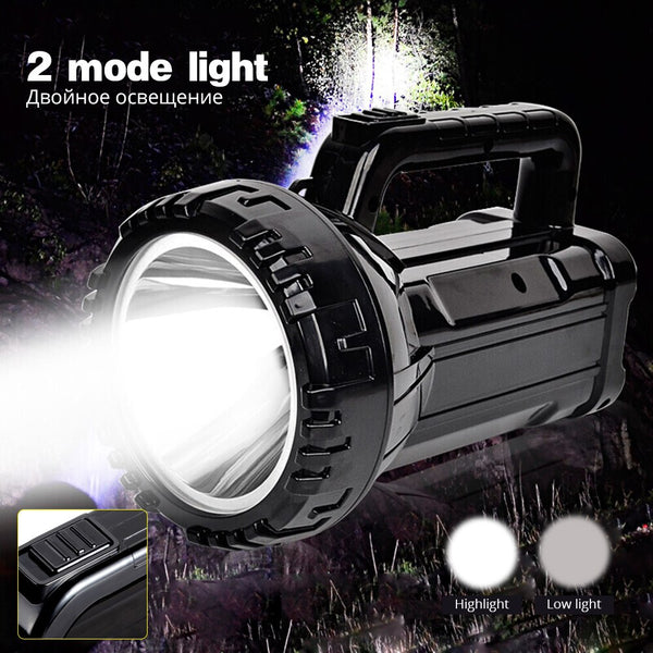 Rechargeable Bright LED Flashlight Torch 20W High powered 500m searchlights Built-in 2800mAh lithium battery Two working modes-kopara2trade.myshopify.com-