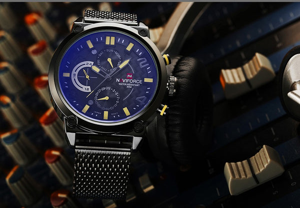 Naviforce Luxury Brand Men Stainless Steel Analog Wristwatches Men's Quartz 24 Hours Date Clock Man Fashion Casual Sports Wirst Wristwatch-kopara2trade.myshopify.com-