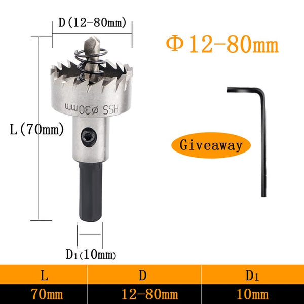 free shipping HSS 12-80mm Drill Bits Tools core for metal High-speed steel hole saw Carbide tip  Press Drilling crown for metal-kopara2trade.myshopify.com-