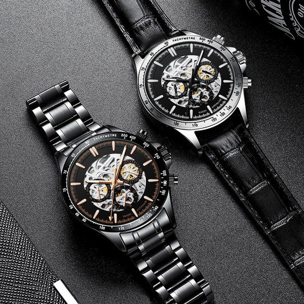 HAIQIN Black Business Luxury Automatic mechanical wristwatch men's watches top brand luxury watches for men Gold skeleton 2020-kopara2trade.myshopify.com-