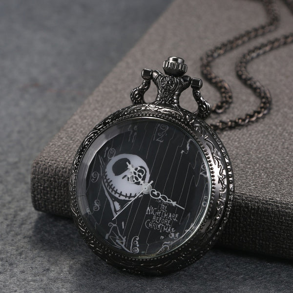 LANCARDO Antqiue Steampunk Quartz Pocket Watch The Night Before Christmas Skull Design Men Women Unisex Pocket Watch With Chain-kopara2trade.myshopify.com-