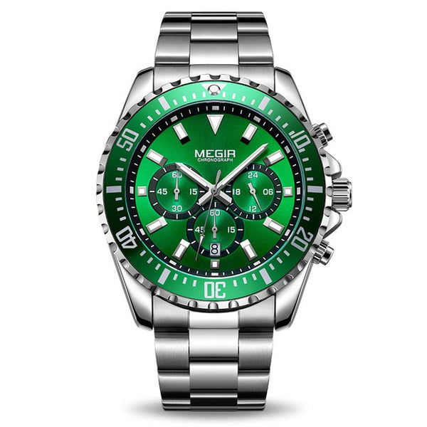 MEGIR Luxury Brand Men's Watches Blue Stainless Steel Band Business Quartz Watch Men Chronograph Army Military Wrist Watch Man-kopara2trade.myshopify.com-