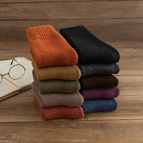 Winter Women's Thick Warm Solid Color Wool Harajuku Retro Cold Resistant Fashion Casual Cashmere Socks 5 Pair-kopara2trade.myshopify.com-