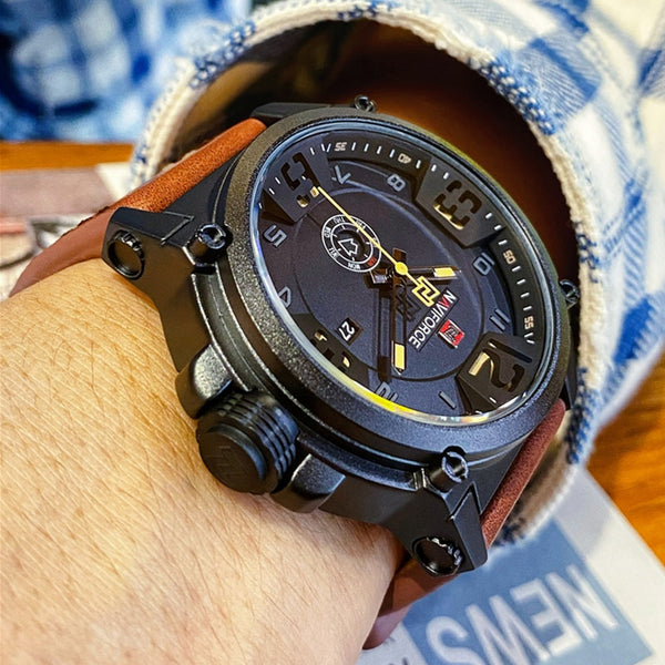 Mens Watches NAVIFORCE Top Luxury Brand Men Leather Watches Man Analog Quartz Waterproof Sports Army Military Wrist Watch-kopara2trade.myshopify.com-