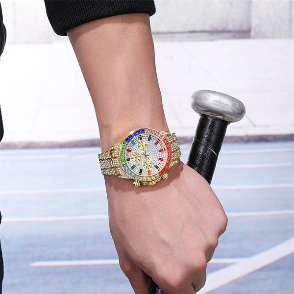 Men Watches Top Luxury Regarder Full Steel Diamonds Calendar Unisex Quartz Wristwatch For Men Wrist Clock Men's watch-kopara2trade.myshopify.com-