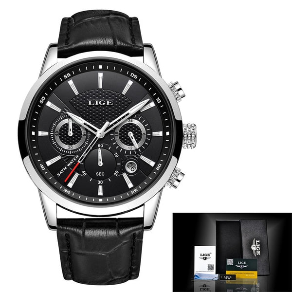 LIGE New Mens Watches Top Brand Luxury Military Sport Watch Men Leather Waterproof Quartz Wristwatch Relogio Masculino+Box-kopara2trade.myshopify.com-