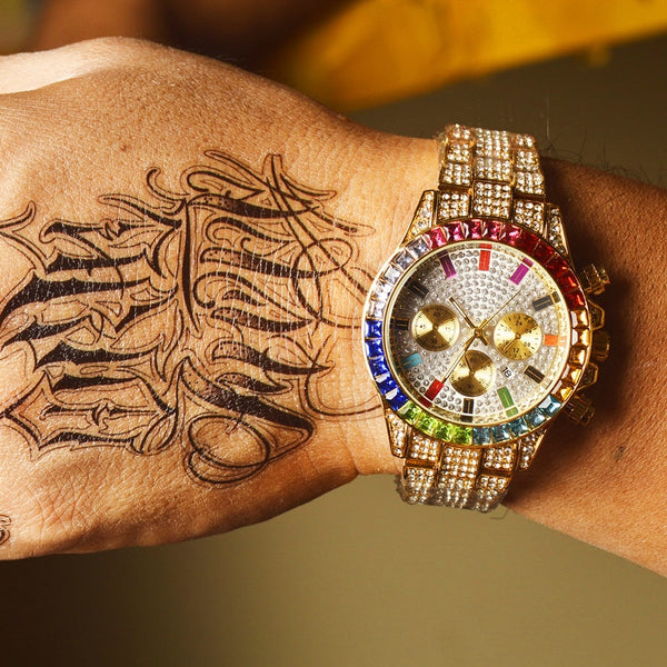 Unique Watch Men Luxury Brand  Trending Mens calendar Rose Gold Watch Quartz Clock Chronograph Diamond Steel Iced Out Watch 2020-kopara2trade.myshopify.com-