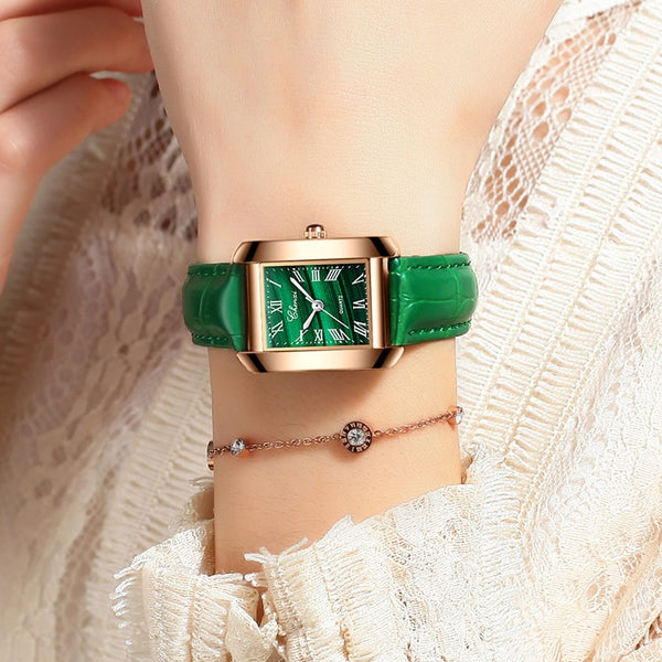 High Quality Women Watches Luxury Malachite Green Watch For Women Waterproof Quartz Diamond Watch Leather Ladies Watch Gifts-kopara2trade.myshopify.com-