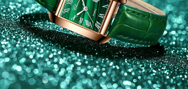High Quality Women Watches Luxury Malachite Green Watch For Women Waterproof Quartz Diamond Watch Leather Ladies Watch Gifts-kopara2trade.myshopify.com-