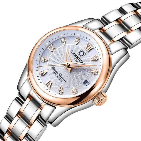 Fashion Automatic Watch Women Luxury Brand CARNIVAL High end Women Watches Waterproof Calendar Sapphire Luminous Horloge dames-kopara2trade.myshopify.com-