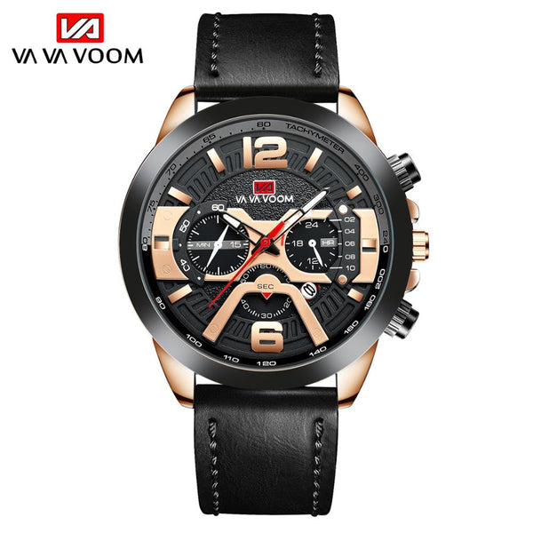 Men Sport Waterproof Casual Leather Wrist Watches for Men Blue Top Brand Luxury Military Fashion Chronograph Wristwathes-kopara2trade.myshopify.com-