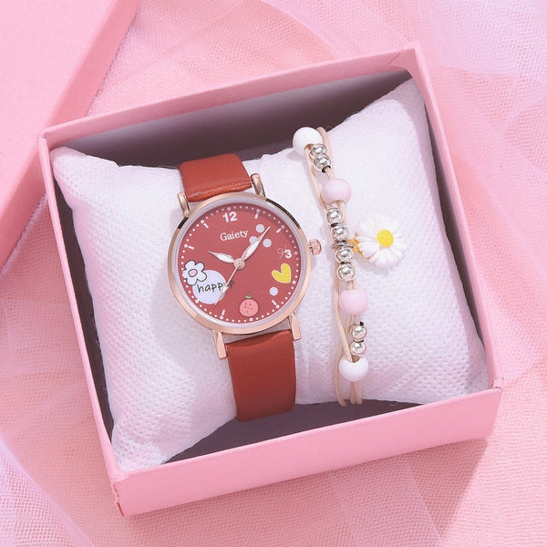 zegarek Kids Watches Set Students Children Pink Watch Girls Leather Strap Child Hours Quartz Wristwatch Girl Gift-kopara2trade.myshopify.com-