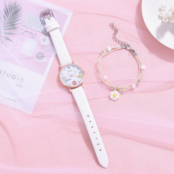 zegarek Kids Watches Set Students Children Pink Watch Girls Leather Strap Child Hours Quartz Wristwatch Girl Gift-kopara2trade.myshopify.com-