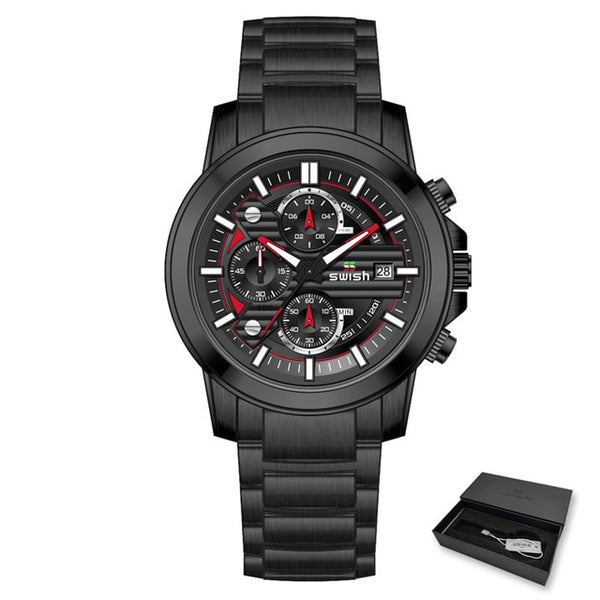 SWISH Relogio Masculino Stainless Steel Watch Men Top Brand Luxury Fashion Chronograph Quartz Wrist Watch Waterproof Sport-kopara2trade.myshopify.com-