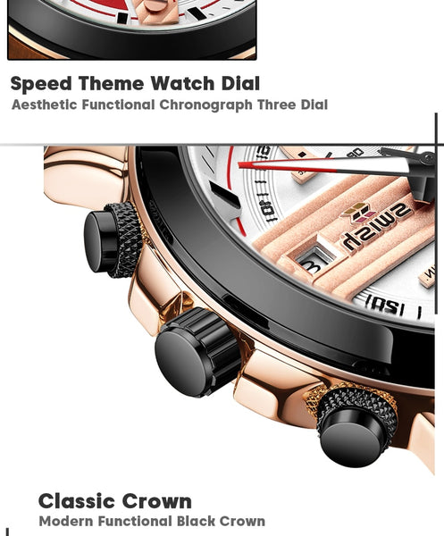 SWISH Relogio Masculino Stainless Steel Watch Men Top Brand Luxury Fashion Chronograph Quartz Wrist Watch Waterproof Sport-kopara2trade.myshopify.com-