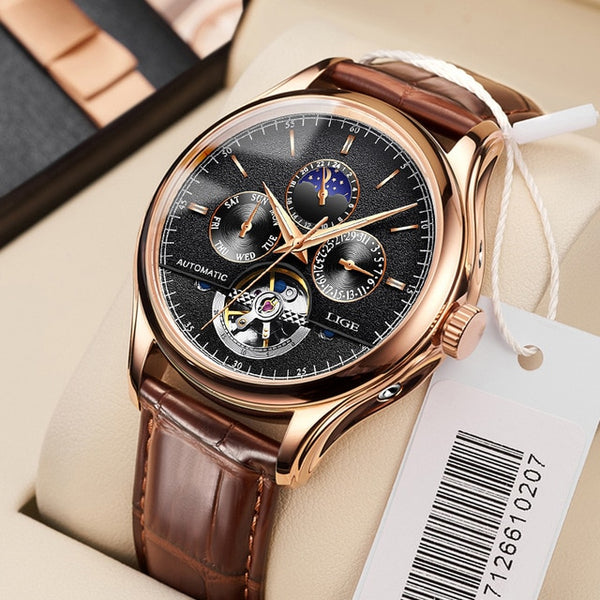 LIGE Men Watch Top Brand Mens Mechanical Watches Automatic Tourbillon Skeleton Watch Men Calendar Relogio Masculino dropship+Box-kopara2trade.myshopify.com-