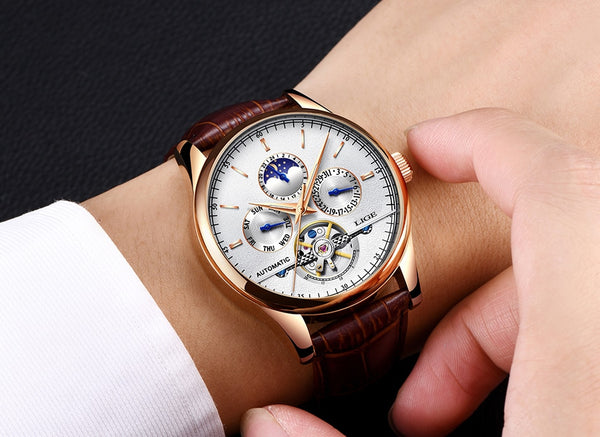 LIGE Men Watch Top Brand Mens Mechanical Watches Automatic Tourbillon Skeleton Watch Men Calendar Relogio Masculino dropship+Box-kopara2trade.myshopify.com-