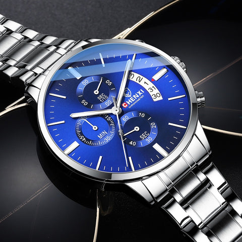 CHENXI Mens Watches New Stainless Steel Waterproof Top Luxury Brand Quartz Sport Watch Men Date Chronograph Relogio Masculino-kopara2trade.myshopify.com-