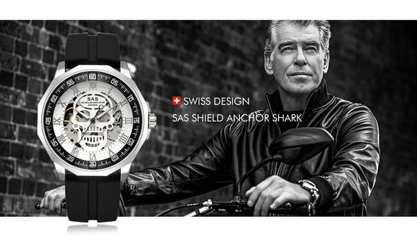 Shark Sports Watch Men Fashion 3D Skull Design SAS Shield Anchor Vintage Mechanical Watches Silicone Strap Skeleton Wirst Watch-kopara2trade.myshopify.com-