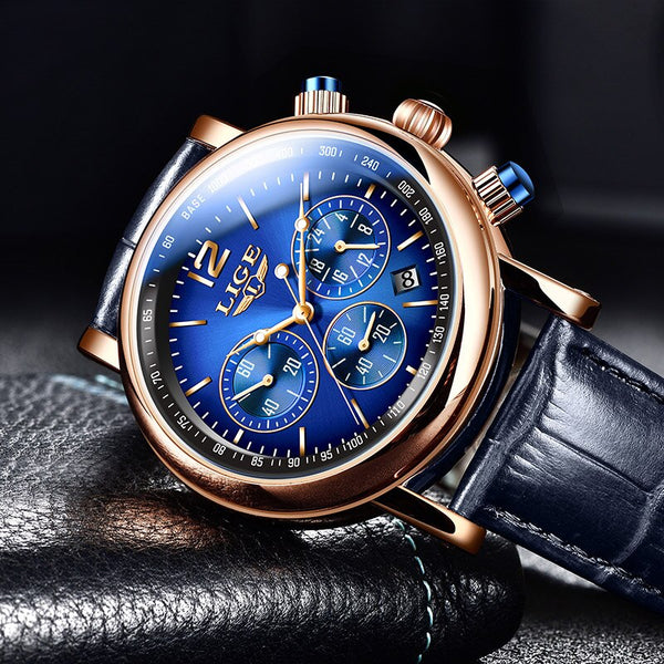 LIGE New Luxury Business Watches Quartz Men's Watches Leather Strap 30M Waterproof Fashion Men's Watch Relogio Masculino-kopara2trade.myshopify.com-