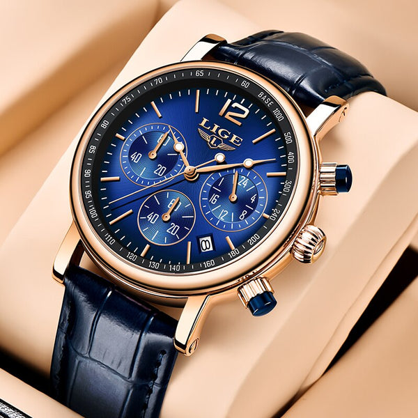 LIGE New Luxury Business Watches Quartz Men's Watches Leather Strap 30M Waterproof Fashion Men's Watch Relogio Masculino-kopara2trade.myshopify.com-