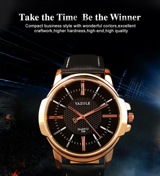 YAZOLE Men's Watches Blue Glass Male Watch Waterproof Fashion Leather Roman Luxury Wristwatch Relogio Masculino-kopara2trade.myshopify.com-