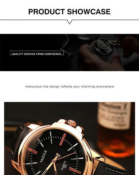 YAZOLE Men's Watches Blue Glass Male Watch Waterproof Fashion Leather Roman Luxury Wristwatch Relogio Masculino-kopara2trade.myshopify.com-