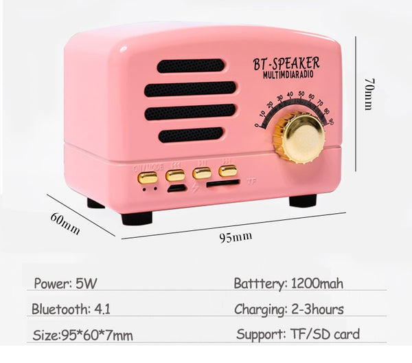 Retro Wireless Speaker Mini Portable  Bluetooth Speaker Pocket USB  Music Player Subwoofer Speaker Retro Style Decor-kopara2trade.myshopify.com-