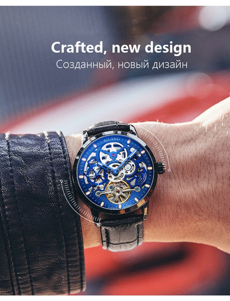 AILANG Original Top Luxury Men's Automatic Mechanical Watch Hollow Gear Sport 50M Waterproof Watch Leather Business Swiss watch-kopara2trade.myshopify.com-