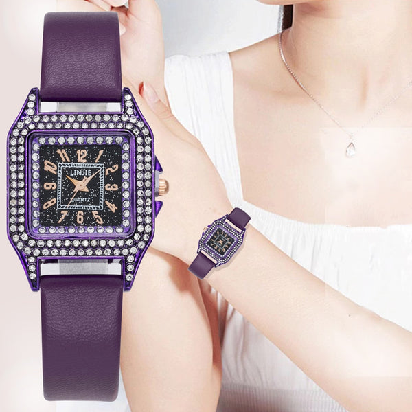 Retro Women Gypsophila Fashion Watches Small purple Ladies Wristwatches Brand Casual Woman Leather Quartz-kopara2trade.myshopify.com-