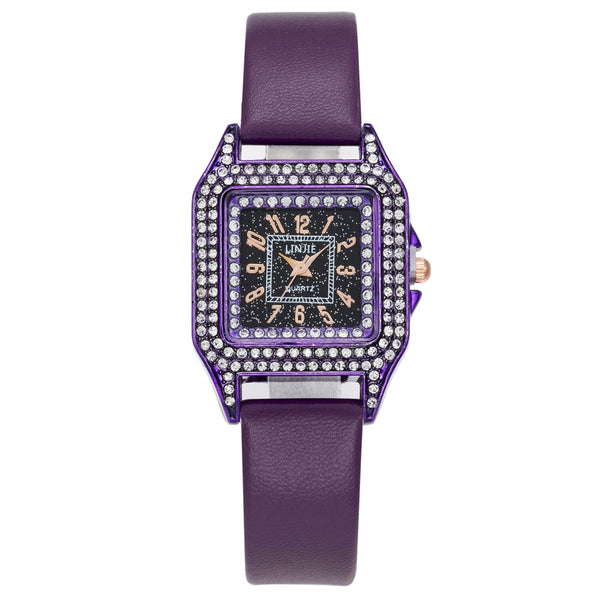 Retro Women Gypsophila Fashion Watches Small purple Ladies Wristwatches Brand Casual Woman Leather Quartz-kopara2trade.myshopify.com-