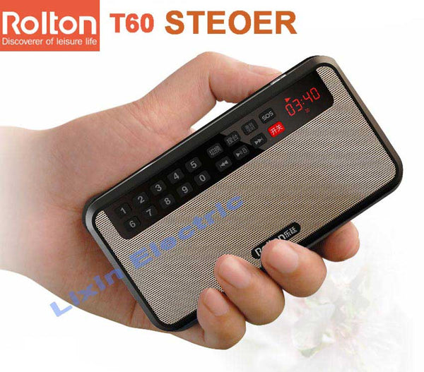 RoltonT60 MP3 Stereo Player Mini Portable Audio Speakers FM Radio With LED Screen Support TF card Playing Music LED Flashlight-kopara2trade.myshopify.com-