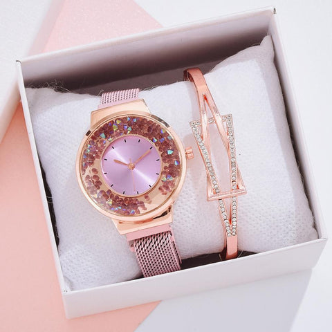 Women Fashion Watch Set Luxury Turn The Bead Dial Buckle Ladies Wrist Watch Simple Watch Bracelet Women Magnetic Strap Watch-kopara2trade.myshopify.com-