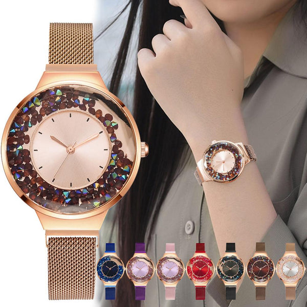 Women Fashion Watch Set Luxury Turn The Bead Dial Buckle Ladies Wrist Watch Simple Watch Bracelet Women Magnetic Strap Watch-kopara2trade.myshopify.com-