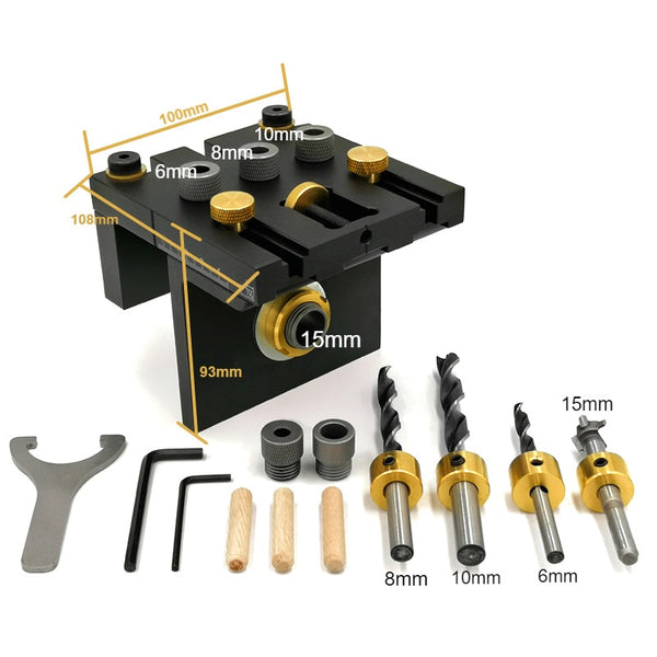 Multifunction Woodworking Doweling Jig Kit Adjustable Drilling Guide Puncher Locator For Furniture Connecting Carpentry Tools-kopara2trade.myshopify.com-