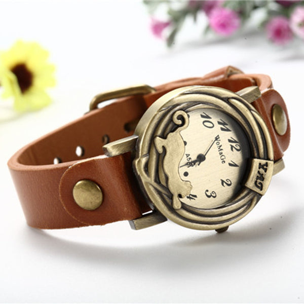 Hot Sale Vintage Leather Strap Watches Brand Quality Round Dail Quartz Watch Brown & White & Red Band for Women and Men Dress-kopara2trade.myshopify.com-