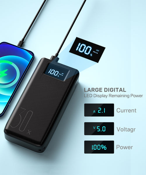Power Bank 30000mAh TypeC Micro USB C Powerbank LED Display Portable External Battery Charger 30000 mAh For iPhone Xiaomi Tablet