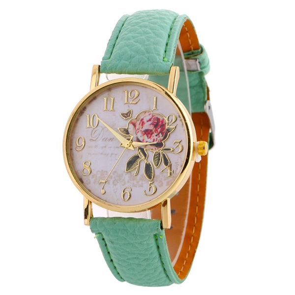 orologio donna New Arrival Rose Pattern Watches For Women Hot Selling Leather Wrist Watches Gift Fashion Casual Students Watch-kopara2trade.myshopify.com-
