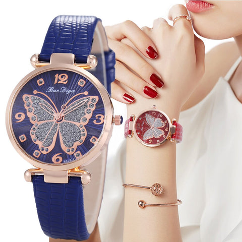 RONATA Butterfly  Dial Design Women Quartz WristWatches Fashion Casual Ladies Wristwatches Simple Woman Leather-kopara2trade.myshopify.com-