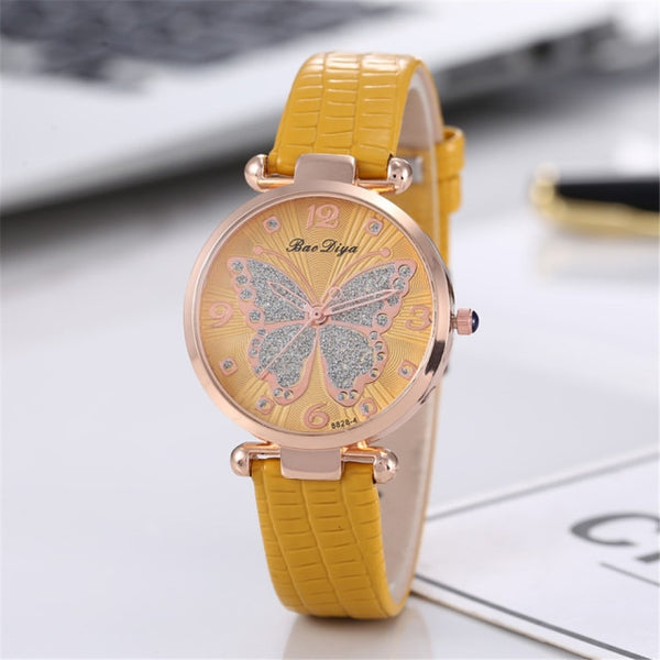 RONATA Butterfly  Dial Design Women Quartz WristWatches Fashion Casual Ladies Wristwatches Simple Woman Leather-kopara2trade.myshopify.com-
