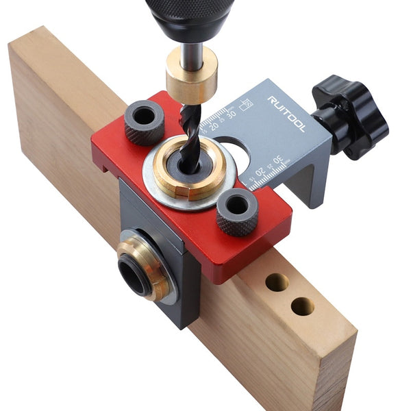 3 In 1 Wood Dowel Jig 8/15mm Adjustable Drill Guide Aluminum Alloy Pocket Jig Vertical Hole Punch Locator for Woodworking-kopara2trade.myshopify.com-
