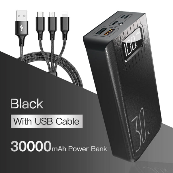 Power Bank 30000mAh TypeC Micro USB C Powerbank LED Display Portable External Battery Charger 30000 mAh For iPhone Xiaomi Tablet