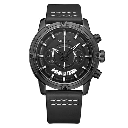 MEGIR Sport Men Quartz Wristwatch Multifunction Chronograph Fashion Wrist Wristwatches  Men  with Leather Strap 2047-kopara2trade.myshopify.com-