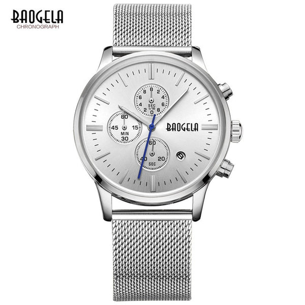 Men's Wristwatches BAOGELA Fashion Sports quartz-watch stainless steel mesh Brand men watches Multi-function Wristwatch Chronograph-kopara2trade.myshopify.com-Watch