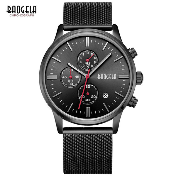 Men's Wristwatches BAOGELA Fashion Sports quartz-watch stainless steel mesh Brand men watches Multi-function Wristwatch Chronograph-kopara2trade.myshopify.com-Watch